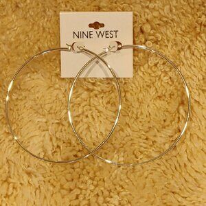 NEW Nine West 4in Silvertone Hoops